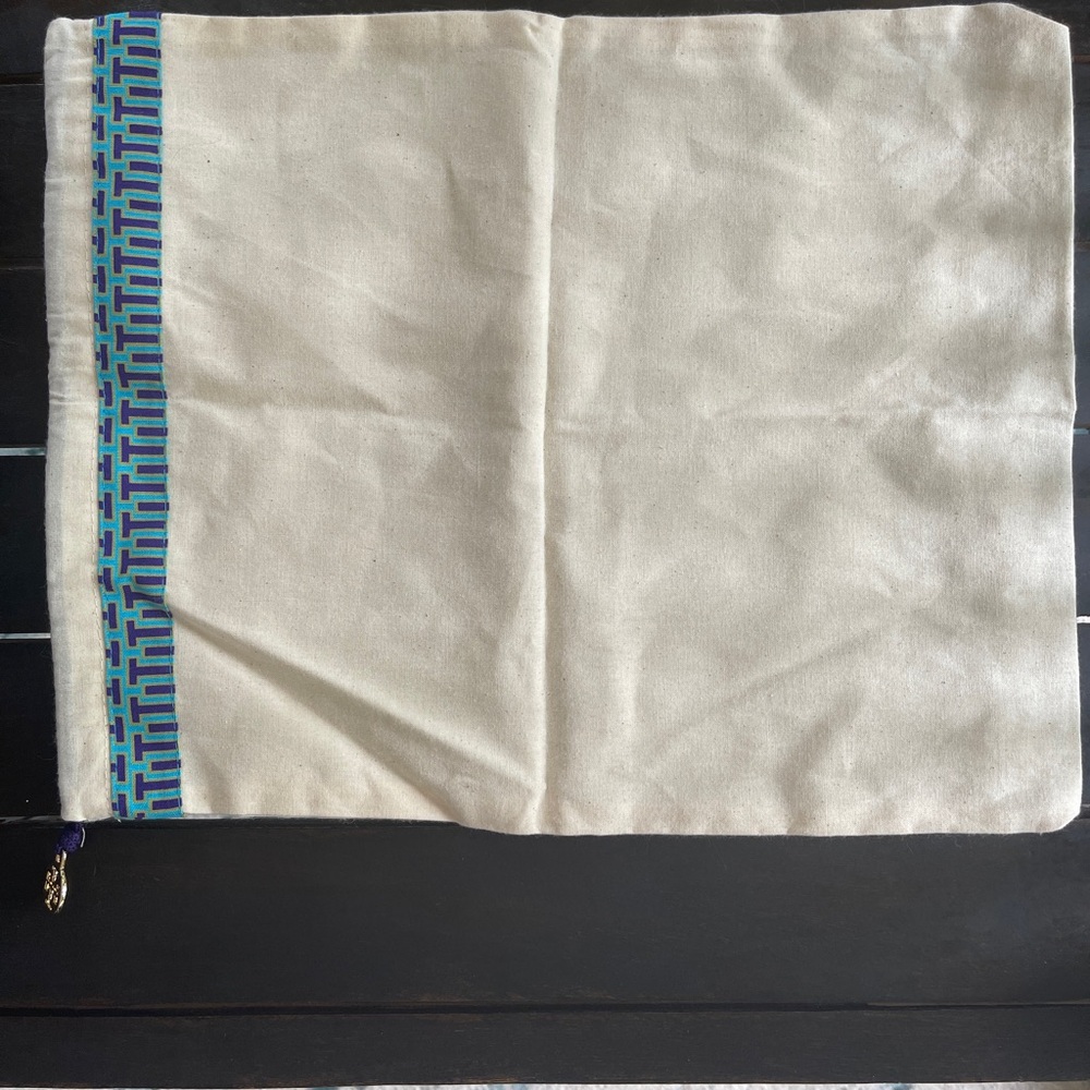 Tory Burch 12”x15” Unused Cream Drawstring Dust Bag with Logo Charm